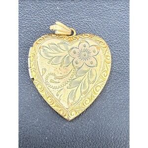 Vintage Louis Stern Co. Gold Filled Heart Locket Engraved Flower